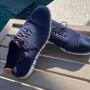Cole Haan Grand.OS Navy Preppy Luxury Knit Sneakers with Cream Sole SZ 11M